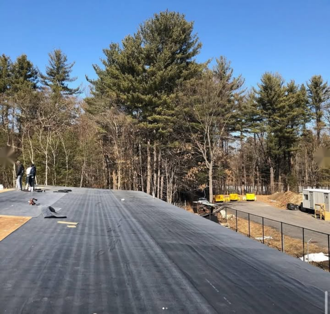 Flat roof detail on a Massachusetts commercial building